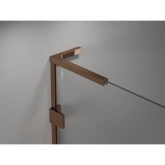 Sprchovací kút Mexen Lunar L päťuholníkový, pravý, výklopný, 90 x 80 cm, priehľadný, ružové zlato - 831L-090P-080L-60-00-P