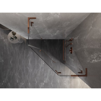 Sprchovací kút Mexen Lunar L päťuholníkový, pravý, výklopný, 100 x 100 cm, priehľadný, ružové zlato - 831L-100P-100L-60-00-P