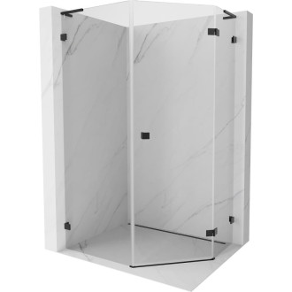 Sprchovací kút Mexen Lunar L päťuholníkový, pravý, výklopný, 80 x 90 cm, priehľadný, čierny - 831L-080P-090L-70-00-P