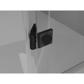 Sprchovací kút Mexen Lunar L päťuholníkový, pravý, výklopný, 80 x 100 cm, priehľadný, čierny - 831L-080P-100L-70-00-P