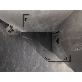 Sprchovací kút Mexen Lunar L päťuholníkový, pravý, výklopný, 80 x 80 cm, priehľadný, strieborná metalíza - 831L-080P-080L-95-00-P