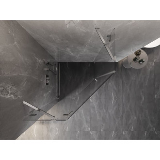 Sprchovací kút Mexen Lunar päťuholníkový, ľavý, výklopný, 90 x 90 cm, priehľadný, chróm - 831-090L-090P-01-00-L