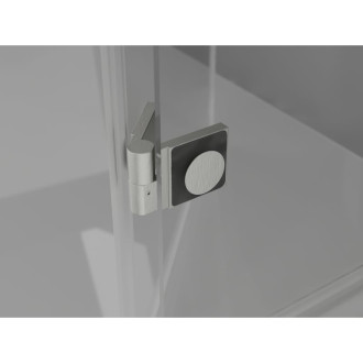 Sprchovací kút Mexen Lunar L päťuholníkový, pravý, výklopný, 80 x 90 cm, priehľadný, kartáčovaný nikel - 831L-080P-090L-97-00-P