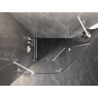 Sprchovací kút Mexen Lunar päťuholníkový, ľavý, výklopný, 100 x 90 cm, priehľadný, biely - 831-100L-090P-20-00-L