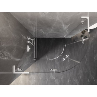 Mexen Lunar L polkruhový sprchovací kút, ľavý, výklopný, 100 x 90 cm, priehľadný, biely - 833L-100L-090P-20-00