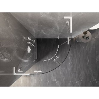 Mexen Lunar L polkruhový výklopný sprchovací kút 100 x 100 cm, priehľadný, biely - 833L-100L-100P-20-00