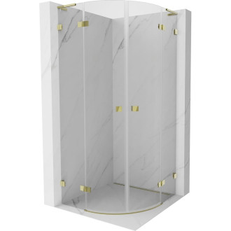 Mexen Lunar L polkruhový výklopný sprchovací kút 90 x 90 cm, priehľadný, zlatý - 833L-090L-090P-50-00