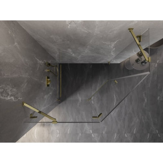 Sprchovací kút Mexen Lunar päťuholníkový, ľavý, výklopný, 100 x 80 cm, priehľadný, zlatý - 831-100L-080P-50-00-L