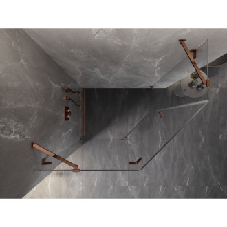 Sprchovací kút Mexen Lunar päťuholníkový, ľavý, výklopný, 90 x 80 cm, priehľadný, ružové zlato - 831-090L-080P-60-00-L