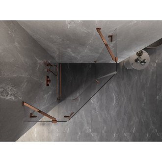 Sprchovací kút Mexen Lunar päťuholníkový, ľavý, výklopný, 100 x 100 cm, priehľadný, ružové zlato - 831-100L-100P-60-00-L