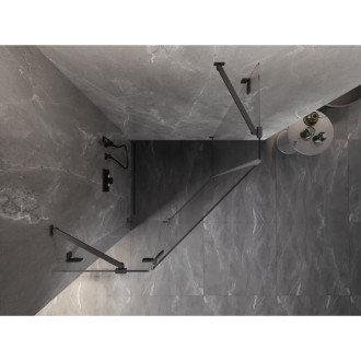 Sprchovací kút Mexen Lunar päťuholníkový, ľavý, výklopný, 80 x 80 cm, priehľadný, kartáčovaná pištoľ šedá - 831-080L-080P-66-00-L