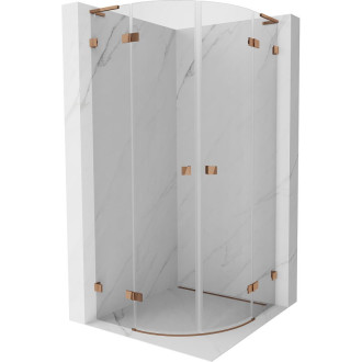Mexen Lunar L polkruhový výklopný sprchovací kút 90 x 90 cm, priehľadný, ružové zlato - 833L-090L-090P-60-00