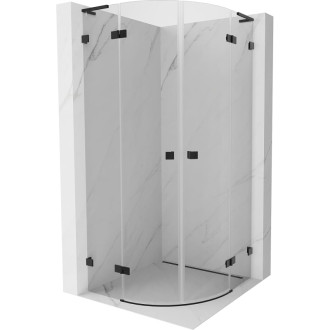 Mexen Lunar L polkruhový výklopný sprchovací kút 90 x 90 cm, priehľadný, čierny - 833L-090L-090P-70-00