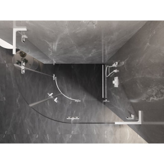 Mexen Lunar L polkruhový sprchovací kút, pravý, výklopný, 100 x 90 cm, priehľadný, biely - 833L-100P-090L-20-00