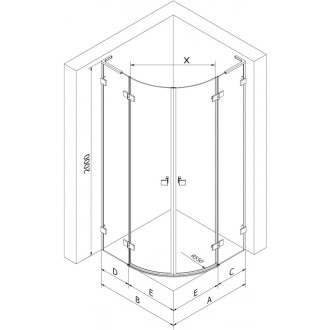 Mexen Lunar L polkruhový sprchovací kút, pravý, výklopný, 100 x 90 cm, priehľadný, strieborná metalíza - 833L-100P-090L-95-00