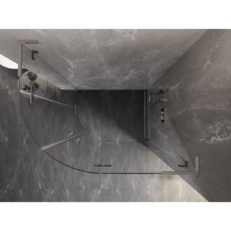 Polkruhový sprchovací kút Mexen Lunar L, pravý, výklopný, 100 x 90 cm, priehľadný, kartáčovaný nikel - 833L-100P-090L-97-00