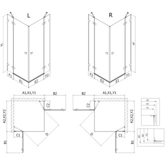 Mexen Lunar Duo sprchovací kút s ľavým výklopným uchytením 110 x 90 cm, priehľadný, chróm - 834-110L-090P-01-00