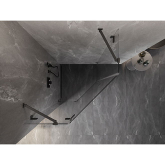 Sprchovací kút Mexen Lunar päťuholníkový, ľavý, výklopný, 90 x 90 cm, priehľadný, strieborná metalíza - 831-090L-090P-95-00-L