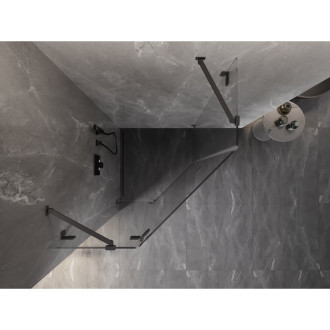 Sprchovací kút Mexen Lunar päťuholníkový, ľavý, výklopný, 100 x 100 cm, priehľadný, strieborná metalíza - 831-100L-100P-95-00-L