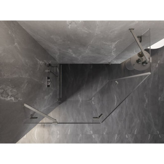 Sprchovací kút Mexen Lunar päťuholníkový, ľavý, výklopný, 100 x 90 cm, priehľadný, kartáčovaný nikel - 831-100L-090P-97-00-L