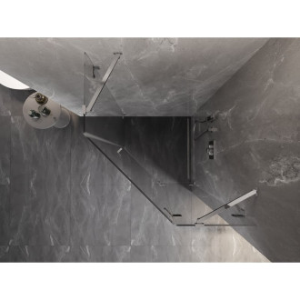 Sprchovací kút Mexen Lunar päťuholníkový, pravý, výklopný, 90 x 90 cm, priehľadný, chróm - 831-090P-090L-01-00-P