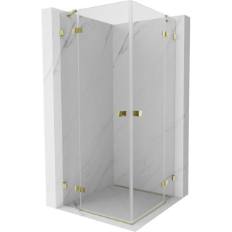 Sprchovací kút Mexen Lunar Duo s výklopným mechanizmom 120 x 120 cm, priehľadný, zlatý - 834-120L-120P-50-00