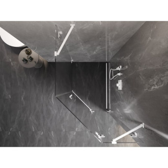 Sprchovací kút Mexen Lunar päťuholníkový, pravý, výklopný, 80 x 100 cm, priehľadný, biely - 831-080P-100L-20-00-P