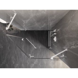 Sprchovací kút Mexen Lunar päťuholníkový, pravý, výklopný, 90 x 80 cm, priehľadný, biely - 831-090P-080L-20-00-P