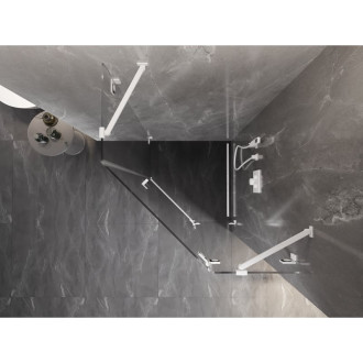 Sprchovací kút Mexen Lunar päťuholníkový, pravý, výklopný, 100 x 100 cm, priehľadný, biely - 831-100P-100L-20-00-P