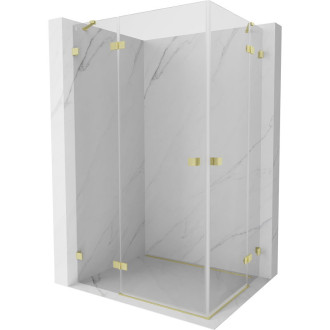 Sprchovací kút Mexen Lunar Duo s ľavým výklopným uzáverom 115 x 75 cm, priehľadný, kartáčované zlato - 834-115L-075P-55-00
