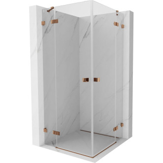 Sprchovací kút Mexen Lunar Duo s výklopným mechanizmom 95 x 95 cm, priehľadný, ružové zlato - 834-095L-095P-60-00