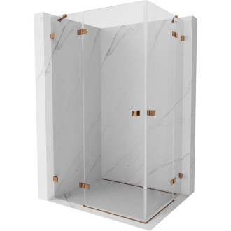 Mexen Lunar Duo sprchovací kút s ľavým výklopným uchytením 105 x 95 cm, priehľadný, ružové zlato - 834-105L-095P-60-00