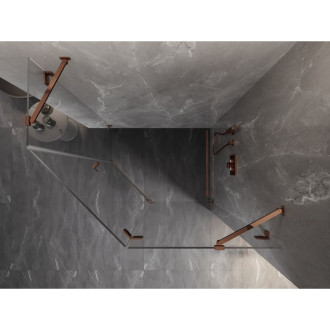 Sprchovací kút Mexen Lunar päťuholníkový, pravý, výklopný, 100 x 90 cm, priehľadný, ružové zlato - 831-100P-090L-60-00-P