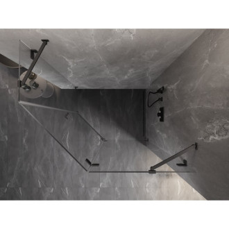 Sprchovací kút Mexen Lunar päťuholníkový, pravý, výklopný, 90 x 80 cm, priehľadný, kartáčovaná pištoľ gray - 831-090P-080L-66-00-P