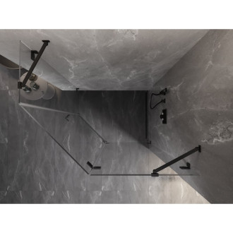 Sprchovací kút Mexen Lunar päťuholníkový, pravý, výklopný, 100 x 80 cm, priehľadný, čierny - 831-100P-080L-70-00-P