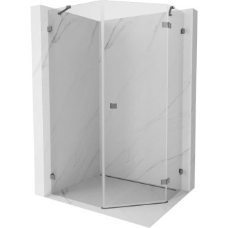Sprchovací kút Mexen Lunar päťuholníkový, pravý, výklopný, 90 x 100 cm, priehľadný, strieborná metalíza - 831-090P-100L-95-00-P