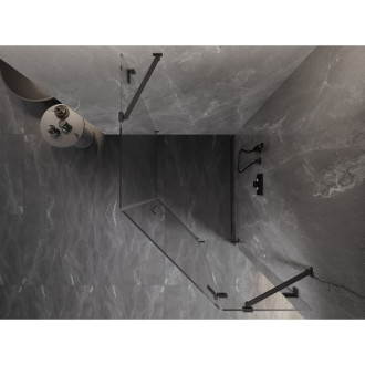 Sprchovací kút Mexen Lunar päťuholníkový, pravý, výklopný, 90 x 100 cm, priehľadný, strieborná metalíza - 831-090P-100L-95-00-P