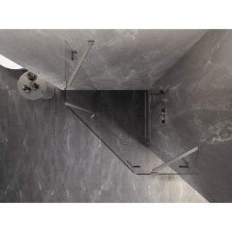 Sprchovací kút Mexen Lunar päťuholníkový, pravý, výklopný, 80 x 80 cm, priehľadný, kartáčovaný nikel - 831-080P-080L-97-00-P