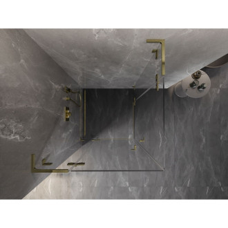 Sprchovací kút Mexen Lunar L Duo s výklopným mechanizmom 95 x 95 cm, priehľadný, zlatý - 834L-095L-095P-50-00