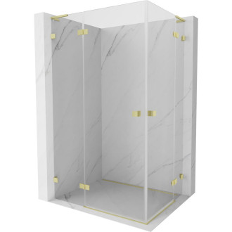 Mexen Lunar L Duo sprchovací kút s ľavým výklopným výklopom 100 x 75 cm, priehľadný, kartáčované zlato - 834L-100L-075P-55-00