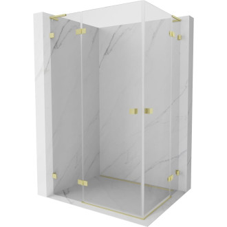 Mexen Lunar L Duo sprchovací kút s ľavým výklopným výklopom 110 x 100 cm, priehľadný, kartáčované zlato - 834L-110L-100P-55-00