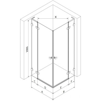 Mexen Lunar L Duo sprchovací kút s ľavým výklopným uchytením 120 x 80 cm, priehľadný, ružové zlato - 834L-120L-080P-60-00