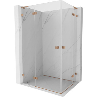 Mexen Lunar L Duo sprchovací kút s ľavým výklopným výklopom 75 x 70 cm, priehľadný, kartáčovaná meď - 834L-075L-070P-65-00