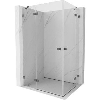 Mexen Lunar Duo sprchovací kút s ľavým výklopným uzáverom 100 x 85 cm, priehľadný, kartáčovaná pištoľ gray - 834-100L-085P-66-00