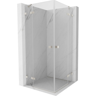 Sprchovací kút Mexen Lunar Duo s výklopným mechanizmom 80 x 80 cm, priehľadný, kartáčovaný nikel - 834-080L-080P-97-00