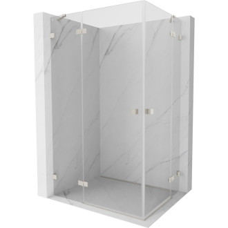Sprchovací kút Mexen Lunar Duo s ľavým výklopným uzáverom 95 x 90 cm, priehľadný, kartáčovaný nikel - 834-095L-090P-97-00