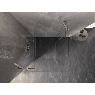 Sprchovací kút Mexen Lunar Duo s výklopným mechanizmom 95 x 95 cm, priehľadný, kartáčovaný nikel - 834-095L-095P-97-00