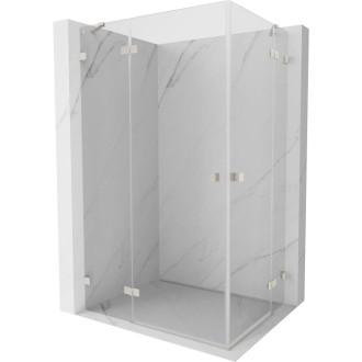 Sprchovací kút Mexen Lunar Duo s ľavým výklopným uzáverom 120 x 105 cm, priehľadný, kartáčovaný nikel - 834-120L-105P-97-00