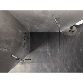 Sprchovací kút Mexen Lunar ľavý výklopný 90 x 90 cm, priehľadný, chróm - 834-090-090-01-00-L