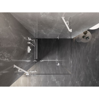 Sprchovací kút Mexen Lunar s ľavým výklopným uchytením 70 x 70 cm, priehľadný, biely - 834-070-070-20-00-L